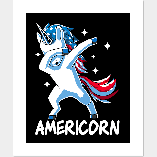 Unicorn Veterans - Dabbing Americorn Veterans Gift Wall Art by clickbong12